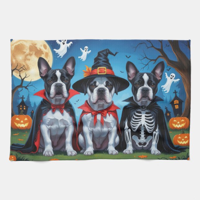 Cane Corso Dogs Pumpkin Halloween Funny Geschirrtuch (Horizontal)