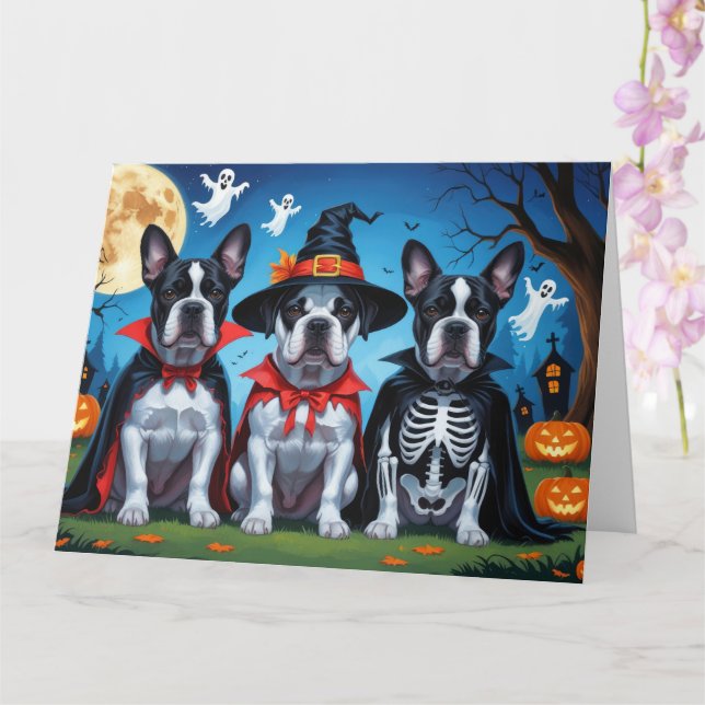 Cane Corso Dogs Pumpkin Halloween Funny Karte (Orchidee)