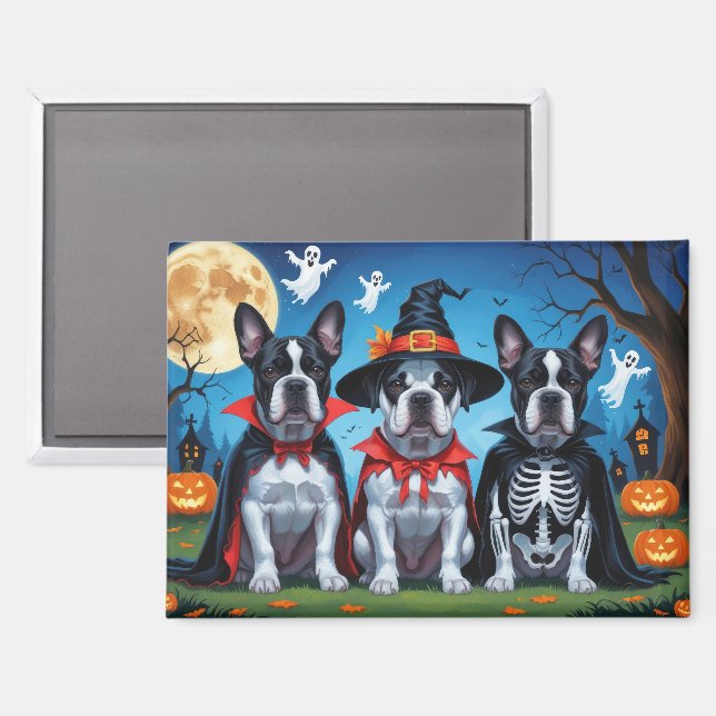 Cane Corso Dogs Pumpkin Halloween Funny Magnet (Vorderseite/Rückseite)