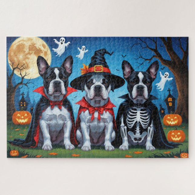 Cane Corso Dogs Pumpkin Halloween Funny Puzzle (Horizontal)