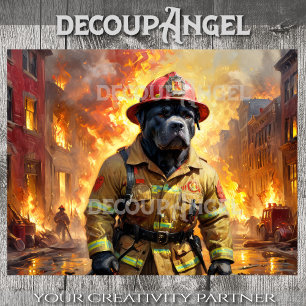 Cane Corso - Feuerwehrleute - Decoupage - Seidenpapier