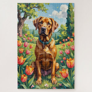 Cane Corso Frühlingsgarten Blumen Hund Puzzle