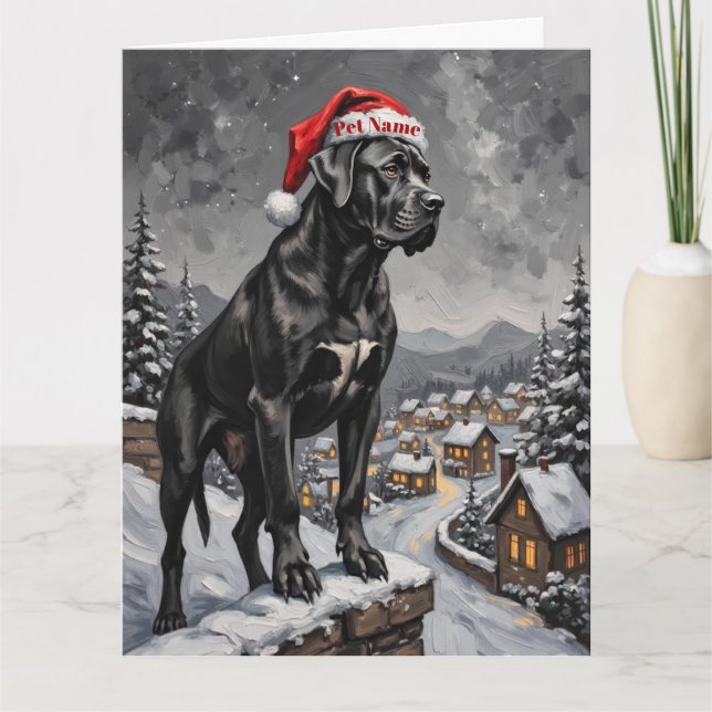 Cane Corso Guardian of the Christmas Village Hat Karte (Vorderseite)
