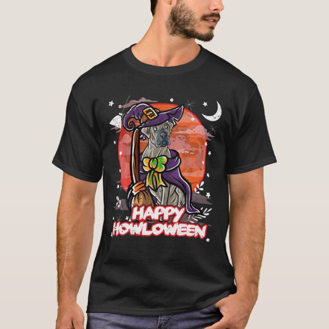 Cane Corso Happy Halloween Kostüm Hexe T-Shirt (Vorderseite)