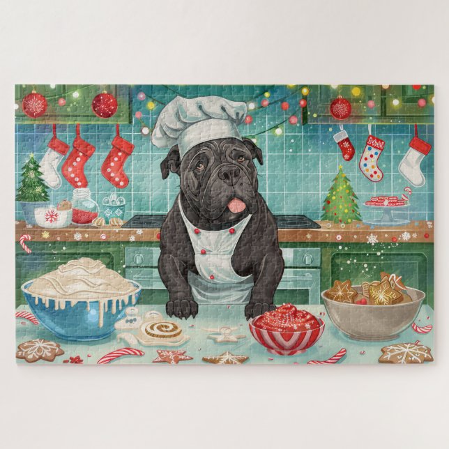 Cane Corso Holiday Baking: Feierliche Weihnachten Puzzle (Horizontal)