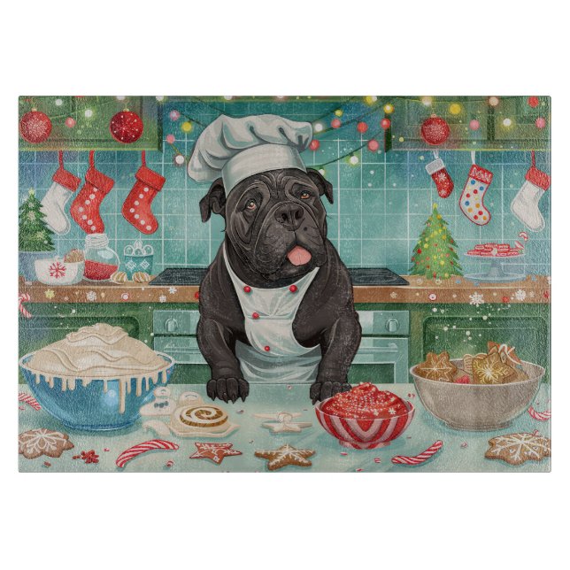 Cane Corso Holiday Baking: Feierliche Weihnachten Schneidebrett (Vorderseite)