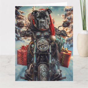 Cane Corso Hund fährt Motorrad Weihnachten Karte