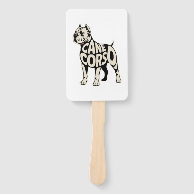 Cane Corso Hund Fette Typografie Kunst Fächer (Vorderseite)