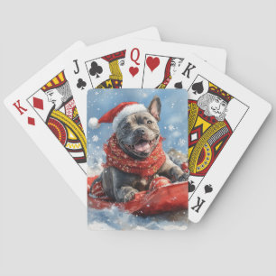 Cane Corso Hund im Schlitten Lass es schneien Weih Spielkarten