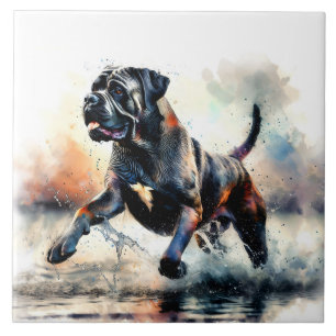 Cane Corso Hund mit Wasserfarbe Fliese