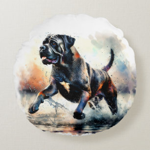 Cane Corso Hund mit Wasserfarbe Rundes Kissen
