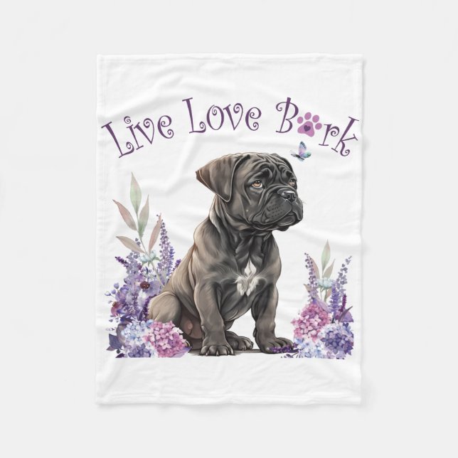 Cane Corso Hundemutter Floral Fleecedecke (Vorderseite)