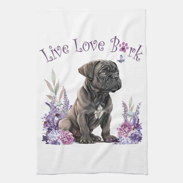 Cane Corso Hundemutter Floral Geschirrtuch (Vertikal)
