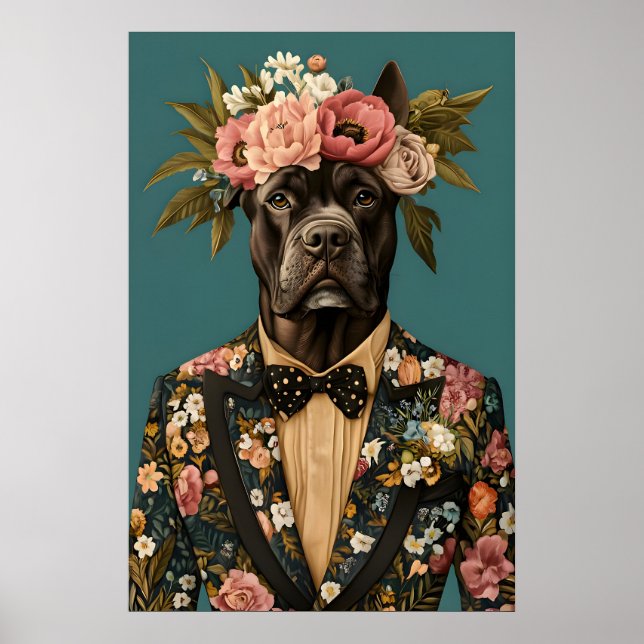 Cane Corso im Anzug Poster, Cane Corso Porträt Poster (Vorne)