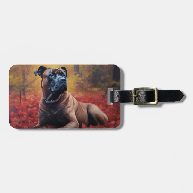 Cane Corso im Herbst Leaves Fall Inspiriert Gepäckanhänger (Vorderseite horizontal)