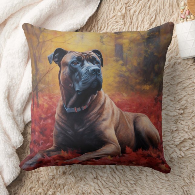 Cane Corso im Herbst Leaves Fall Inspiriert Kissen (Decke)