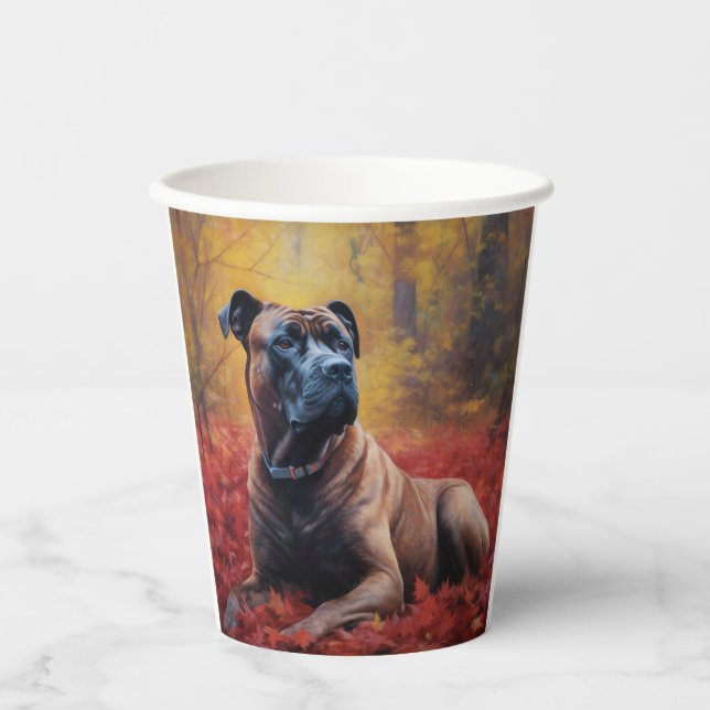 Cane Corso im Herbst Leaves Fall Inspiriert Pappbecher (Vorderseite)