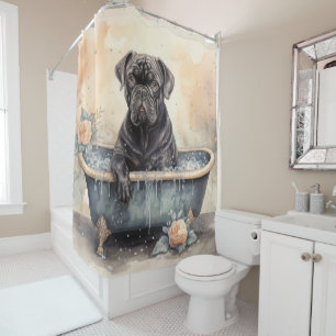 Cane Corso in Badewanne Aquarell Hundekunst Duschvorhang
