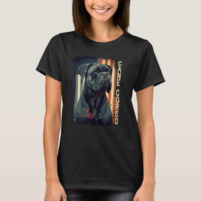 Cane Corso Italian Mastiff Dog Patriotic USA Ameri T-Shirt (Vorderseite)