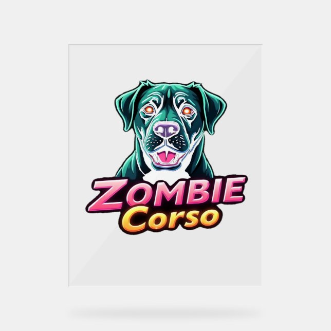 Cane Corso Italian Mastiff Zombie Dog Halloween Es Acrylschild (Vorderseite)