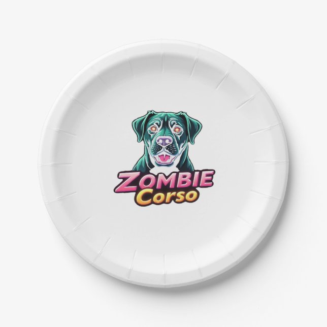 Cane Corso Italian Mastiff Zombie Dog Halloween Es Pappteller (Vorderseite)