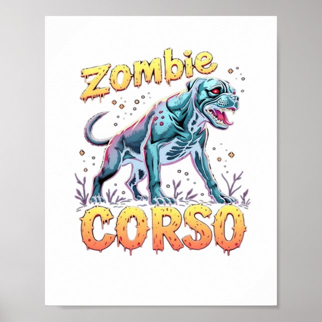 Cane Corso Italian Mastiff Zombie Dog Halloween Es Poster (Vorne)