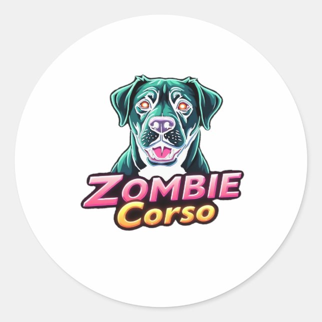 Cane Corso Italian Mastiff Zombie Dog Halloween Es Runder Aufkleber (Vorderseite)