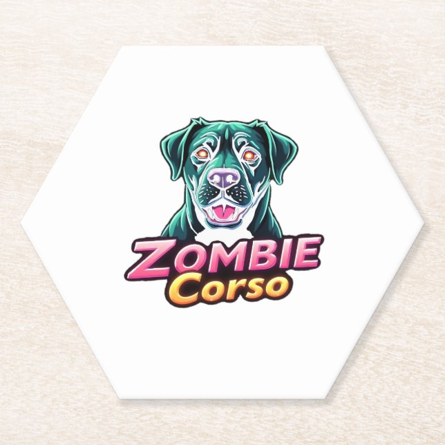 Cane Corso Italian Mastiff Zombie Dog Halloween Es Untersetzer (Vorderseite)