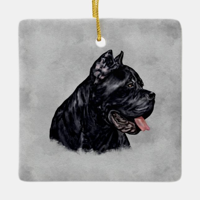 Cane Corso - Italienisches Mastiff Portrait Keramikornament (Vorderseite)