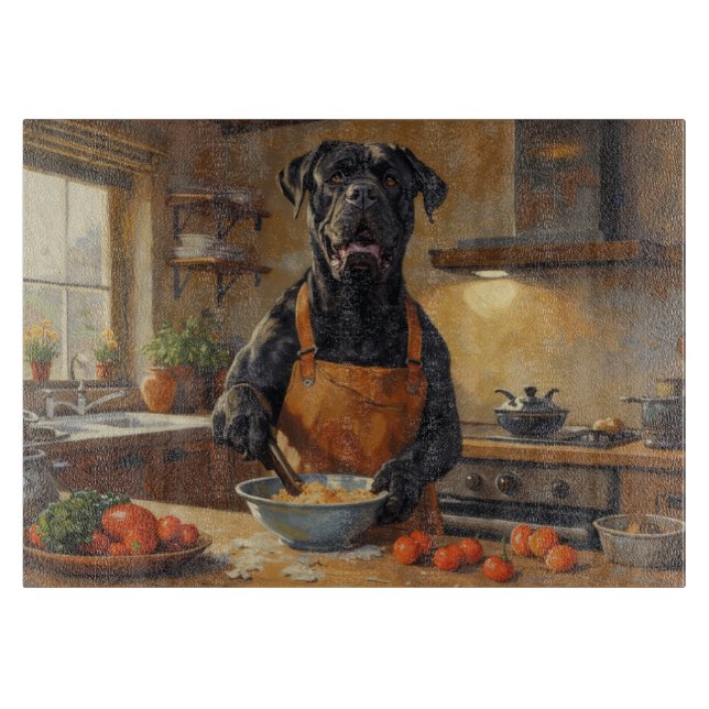 Cane Corso Kochen in der Küche Schneidebrett (Vorderseite)