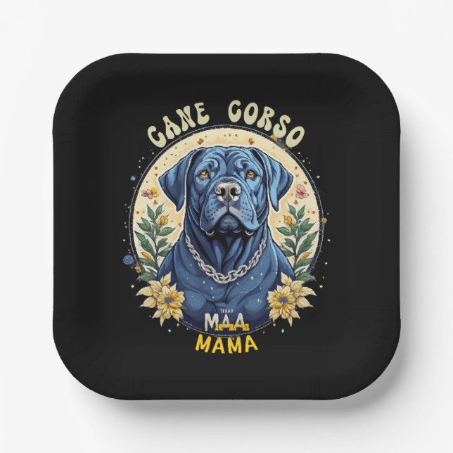 Cane Corso Mama Pappteller (Vorderseite)