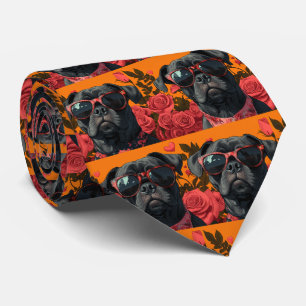 Cane Corso mit Herz Rosen Valentinstag Krawatte