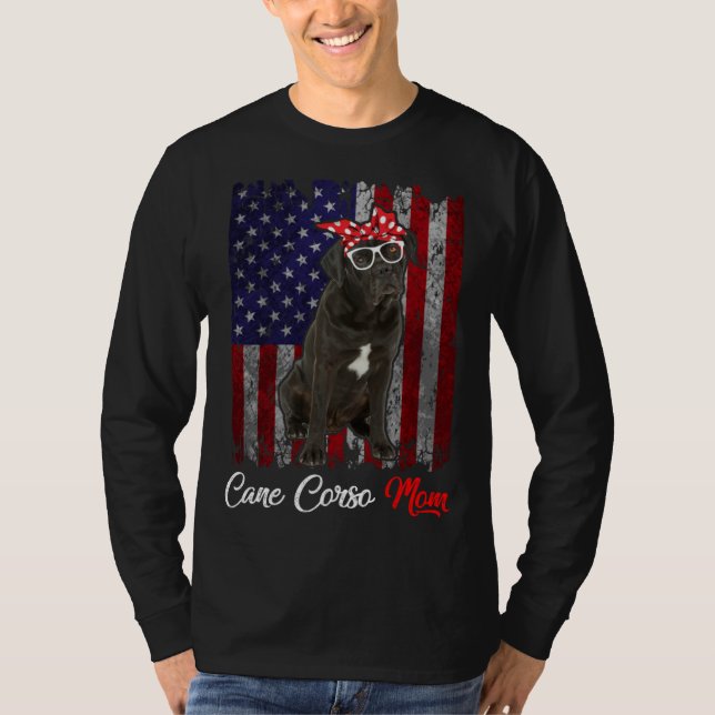 Cane Corso Mom American Flag T-Shirt (Vorderseite)
