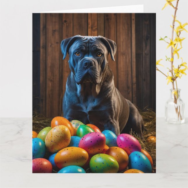 Cane Corso Ostereier Karte (Gelbe Blume)
