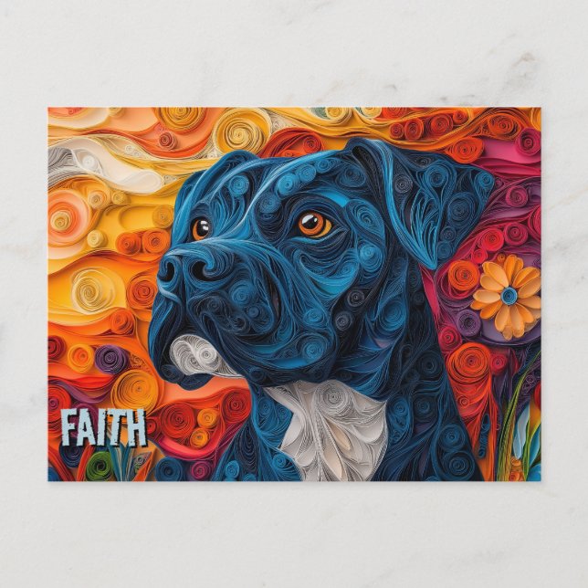 Cane Corso Paper Quilling Art Dog Portrait Postkarte (Vorderseite)