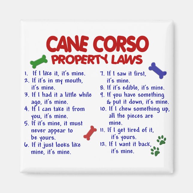 CANE CORSO Property Laws 2 Magnet (Vorne)