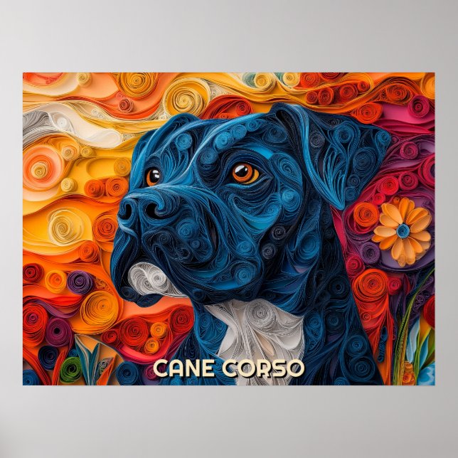 Cane Corso Quilling Art Dog Portrait Poster (Vorne)