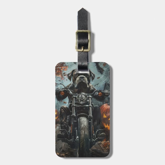 Cane Corso Riding Motorrad Halloween Beängstigend Gepäckanhänger (Vorderseite vertikal)