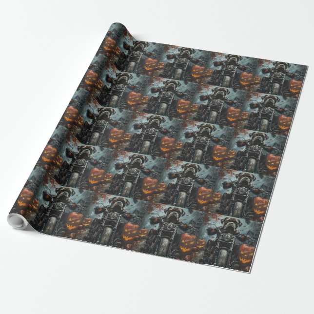 Cane Corso Riding Motorrad Halloween Beängstigend Geschenkpapier (Ungerollt)