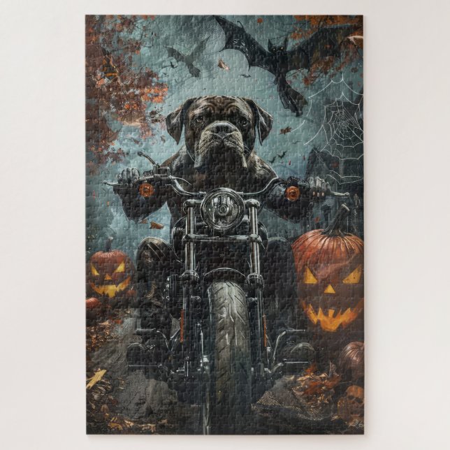 Cane Corso Riding Motorrad Halloween Beängstigend Puzzle (Vertikal)