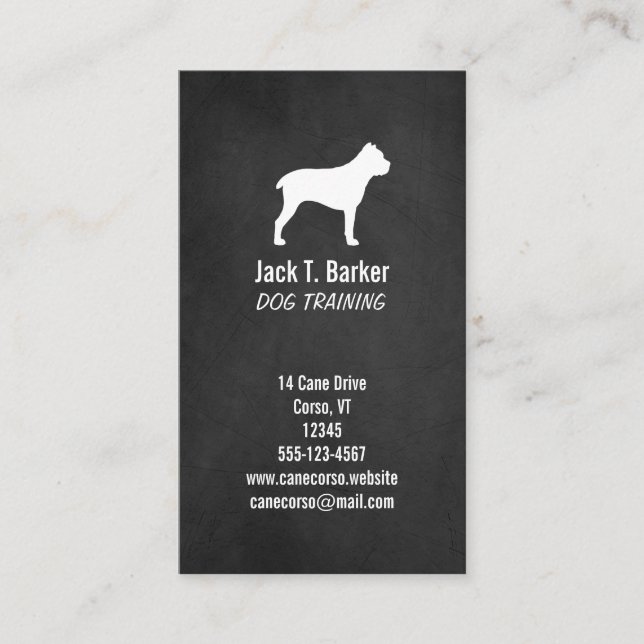 Cane Corso Silhouette - Chalkboard Style Visitenkarte (Vorderseite)