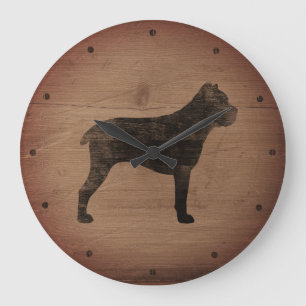 Cane Corso Silhouette Rustic Große Wanduhr