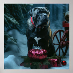 Cane Corso Snowy Sleigh Weihnachtsdekor Poster