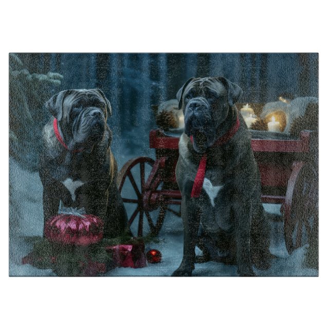 Cane Corso Snowy Sleigh Weihnachtsdekor Schneidebrett (Vorderseite)