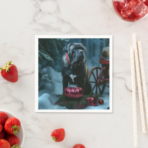 Cane Corso Snowy Sleigh Weihnachtsdekor Serviette