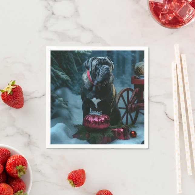 Cane Corso Snowy Sleigh Weihnachtsdekor Serviette (Beispiel)