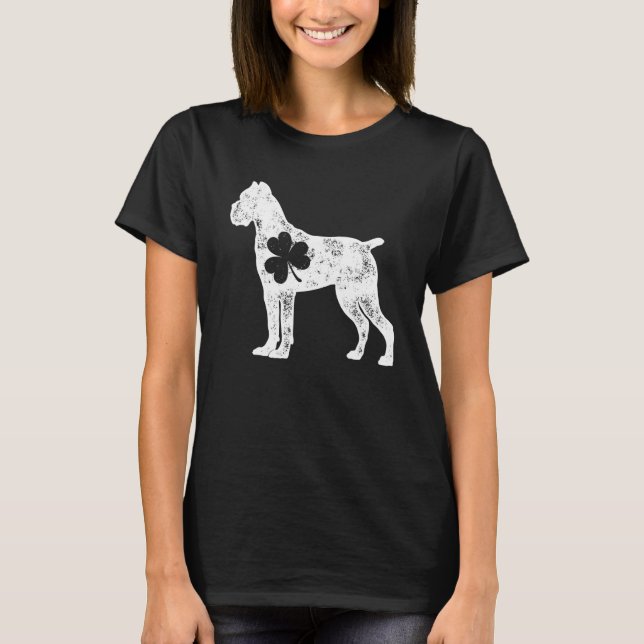 Cane Corso St Patricks Day Boys Kids Women Shamroc T-Shirt (Vorderseite)