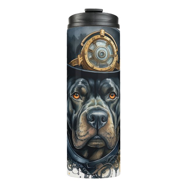 Cane Corso Steampunk-Hund Thermosbecher (Vorderseite)