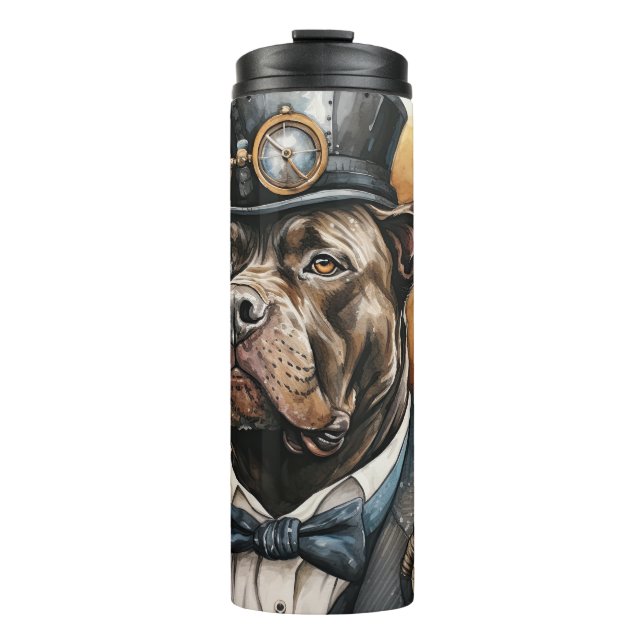 Cane Corso Steampunk-Hund Thermosbecher (Vorderseite)