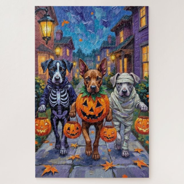 Cane Corso Trick-or-Treating in Halloween-Kostümen Puzzle (Vertikal)